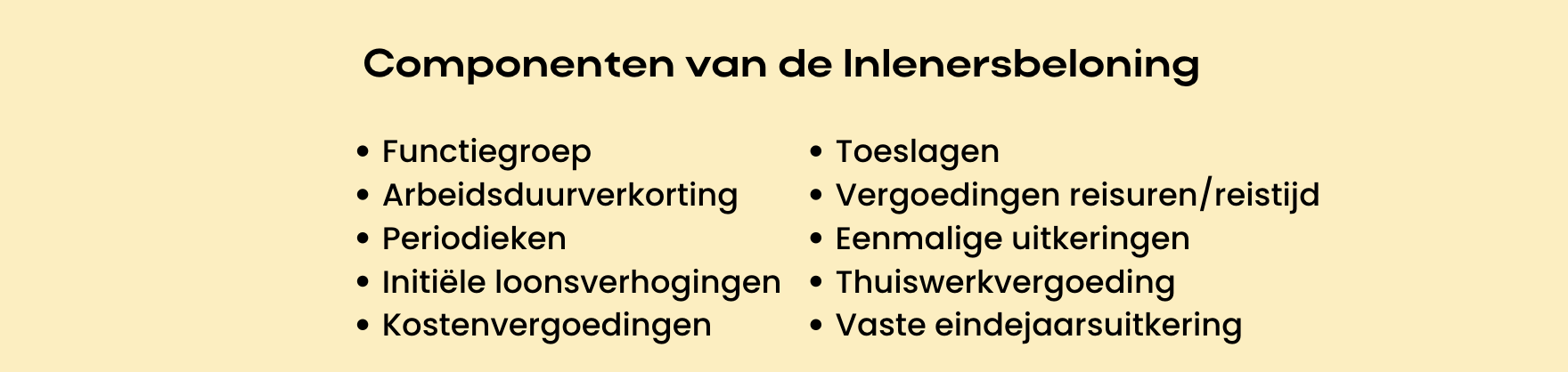 Componenten van de inlenersbeloning